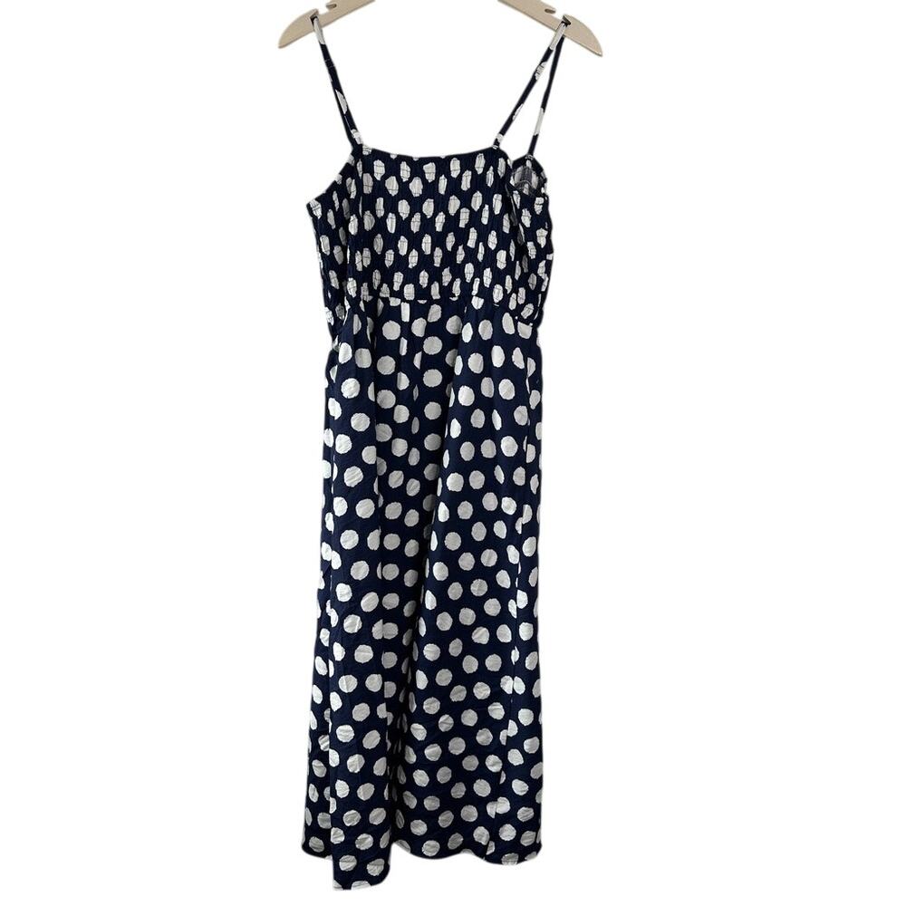 PRETTYGARDEN Navy Polka Dot Dress Spaghetti Strap Smocked Sundress Large NEW - Picture 9 of 9